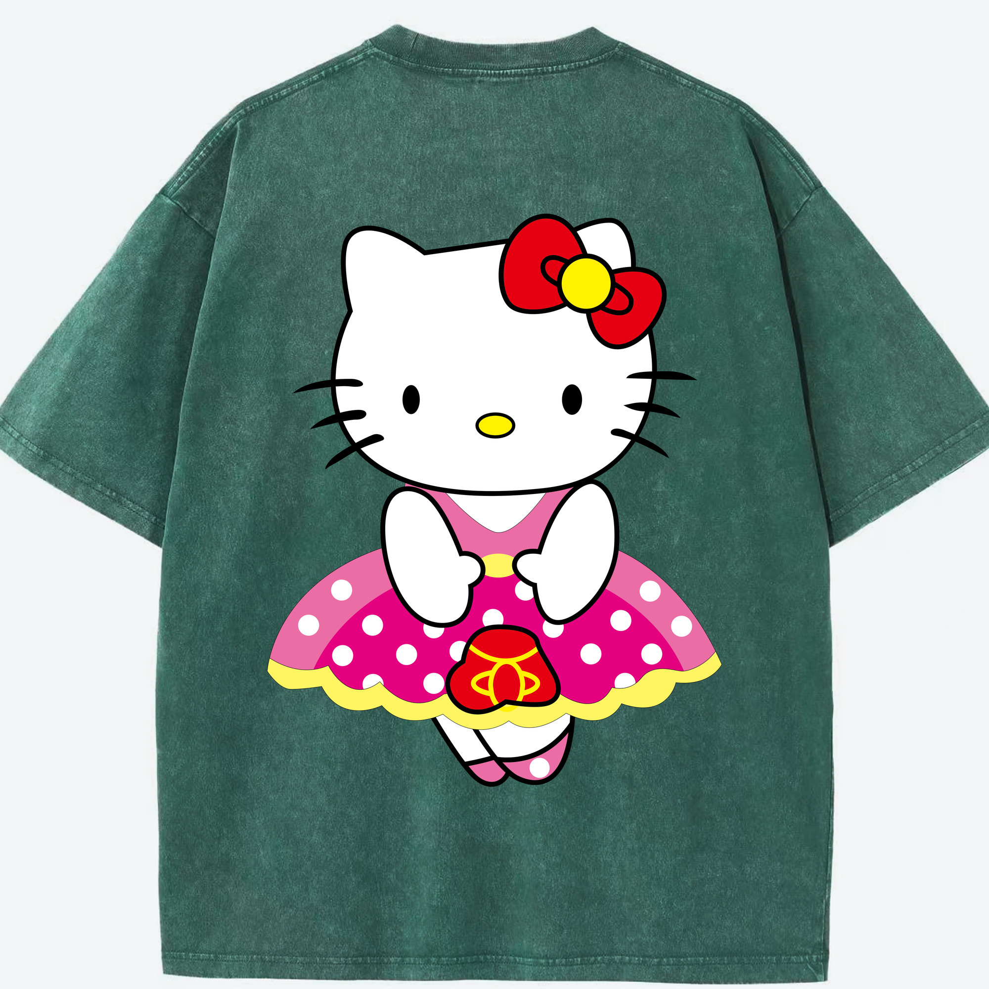 （画像用） Hello Kitty ハローキティ 綿100% ヴィンテージ風 半袖Tシャツ（背面プリント）